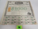 Rare 1868 Flint Pere Marquette Railroad Stock Certificate W/ Coupons Intact