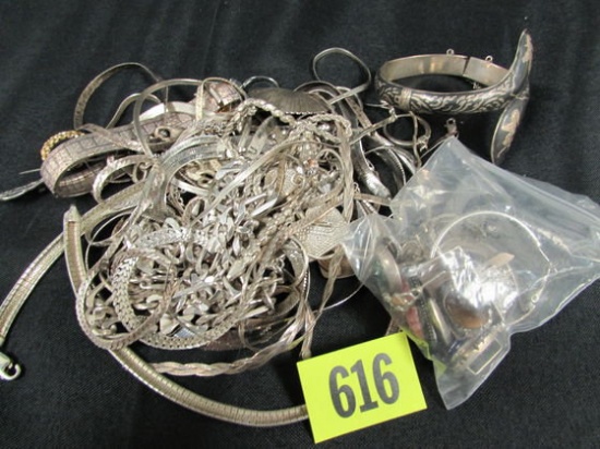 Huge Lot All Sterling Silver Jewelry (Most for Repair) 430 Grams