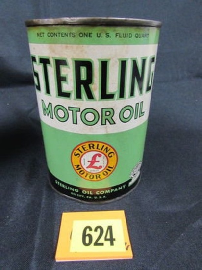 Antique Sterling Motor Oil 1 Quart Sealed Oil Can