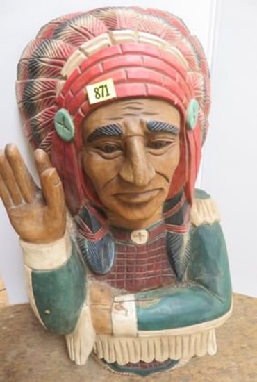 Excellent Carved Wood 36" Cigar Store Indian