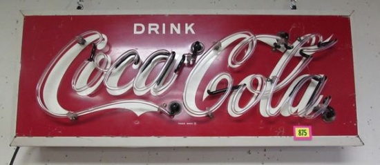1956 Dated Coca Cola 16 x 40" Metal Neon Sign