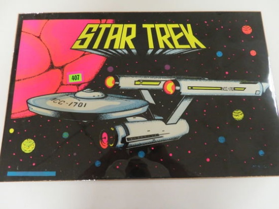 Rare Vintage 1976 Star Trek Flocked Blacklight Poster 21 X 32"