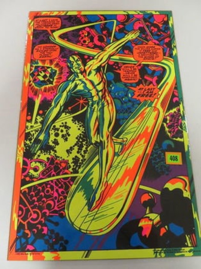 Rare Original 1971 Third Eye Marvel Black Light Poster Silver Surfer
