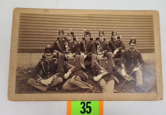 Late 1800s Indian War Period 5.25" x 8.25" Albumen Photo of Soldiers