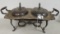 Antique Silverplated Double Chafing Dish Warming Food Server
