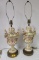 Pair of Antique Capodimonte Italian Porcelain Urn Lamps