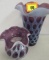 Lot of 2 Vintage Fenton Art Glass Amethyst Opalescent Coin Spot Vases, Inc. 8