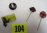 Original WWII German Nazi Pinbacks and Stick Pins, Inc. DJ Hitler Youth Marksmen Pin
