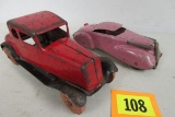 Lot of 2 Antique Marx/Wyandotte Pressed Steel Cars