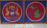 (Set of 2) Vintage 1960s-70s Michigan House of Representatives Framed Carpet Squares