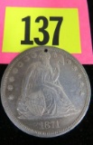 Rare 1871 Seated Half Dollar Coin