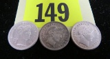 Group of (3) Higher Grades 1913 Barber Dime Coins