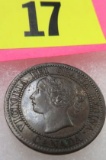 Rare 1859 Canadian Cent Coin (Tough Date - Sharp Coin)