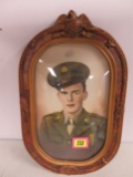 WWII MIlitary Soldier Tinted Portrait in Bubble Frame