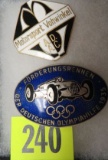 Lot of 2 Antique German Enameled Pin Badges, Inc. 1935 Olympic Aid