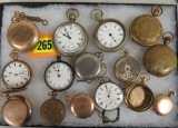 Estate Collection of Antique Pocket Watches (14), Waltham Elgin Etc. (AS IS)