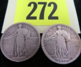 Group of (2) 1917 T-1 Standing Liberty Quarter Coins