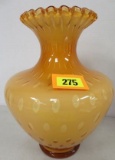 Vintage 1960s Fenton Art Glass Honey Amber Bubble Optic 10.5