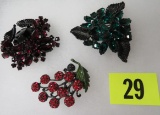 Lot of 3 Beautiful Vintage Weiss Jewelry Brooches