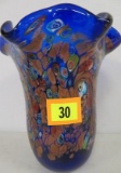 Beautiful Large Murano Art Glass Cobalt Blue Milliflori Art Glass Vase
