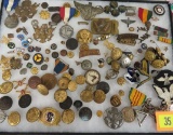 Case Lot of Antique and Vintage Small Items, Inc. Military Pins & Patches, Boy Scout Pins, Etc