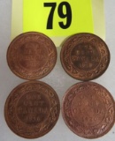 Group of (4) High Grade Early Canadian Cent Coins