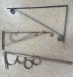 Lot of 3 Antique Wrought Iron Sign Hangers / Frames