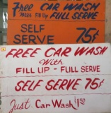 Lot of 2 Vintage  Hand Painted Car Wash Signs