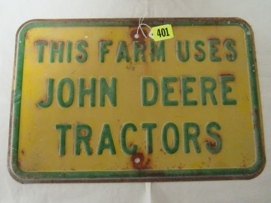 Authentic Heavy Embossed Steel John Deere Tractors Sign