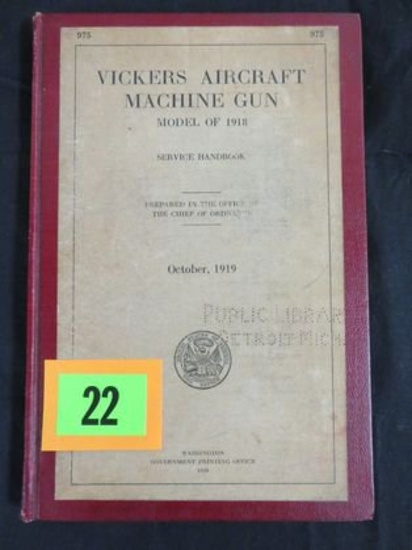 Rare! WWI Vickers Aircraft Machine Gun Manual