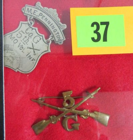 Spanish- American War Veteran's Ladder Badge and His Army Cap Badge
