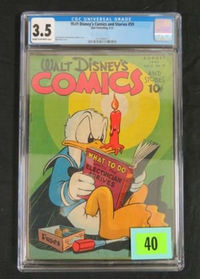 Walt Disney's Comics and Stories #59 (1945) CGC 3.5 Carl Barks Cover Art