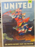 WWII 1943 War Bond Poster / United Nations Design