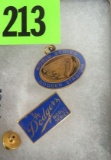 1965 L.A. Dodgers Baseball World's Series Press Pin and Press Charm