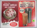 Lot of (2) 1940s Pevely Ice Cream Advertising Posters