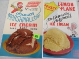 Lot of (2) 1940s Pevely Ice Cream Advertising Posters