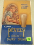 1930s Pevely Dairy Cardboard Advertising Poster for Pevely Chocolate Dairy Drink