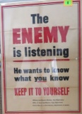 WWII 1943 War Bond Poster, The Enemy Is Listening