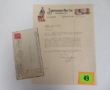 Near 1915 Stephenson Hay Co. Dealer Letter w/ Nice Uncle Sam and RR Box Car Vignettes