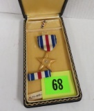 WWII U.S. Army Silver Star Medal in Original Coffin Box w/ Lapel Button and Ribbon