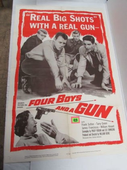 Original 1957 "four Boys & A Gun" 1sh Movie Poster 1 Sheet Crime