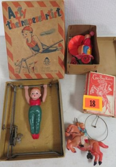 Lot of (3) Occupied Japan Key Wind Toys w/ Orig Box