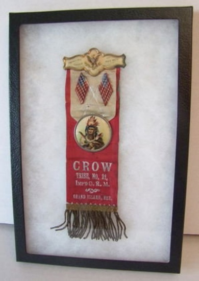 Ca. 1890 Order of the Red Men Convention Fraternal Ribbon