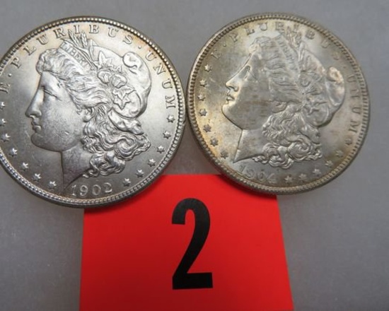Group of (2) Better Grade Morgan Silver Dollars (1902-O & 1904-O)