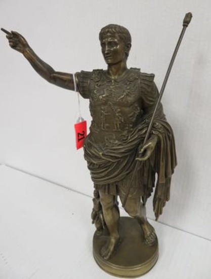 Excellent Roman Emperor Caesar Augustus Bronze Figural Sculpture, 14"