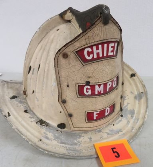 Original General Motors Proving Ground Fire Chief Helmet