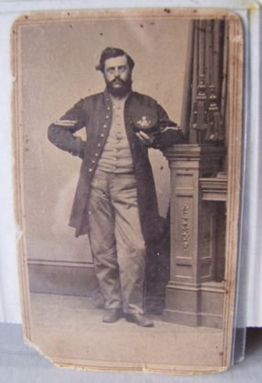 Civil War CDV Photo of Union Soldier W/ Cap and Frock Coat, Company D