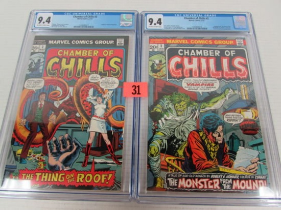 Chamber Of Chills #2 & 3 (1973) Marvel Horror Both Cgc 9.4