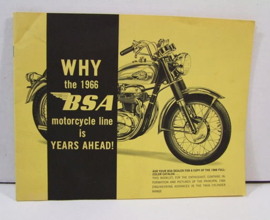 Vintage 1966 Bsa Motorcycles Lightning Sales Brochure 8 X 11"