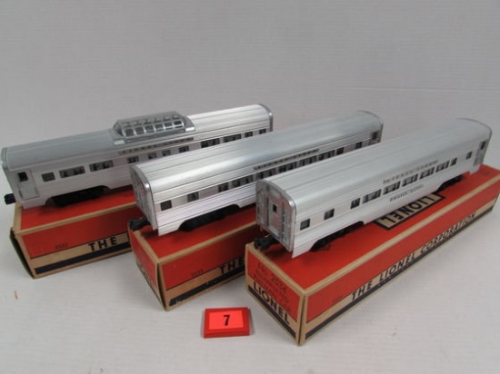 Vintage Lionel Postwar 2532, 2533, 2534 Silver Pullman/ Astra-dome Passenger Cars